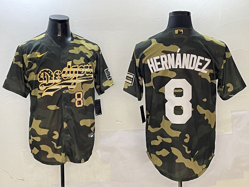 Men Los Angeles Dodgers 8 Hernandez Camo Joint Name 2025 Nike MLB Jersey style 8